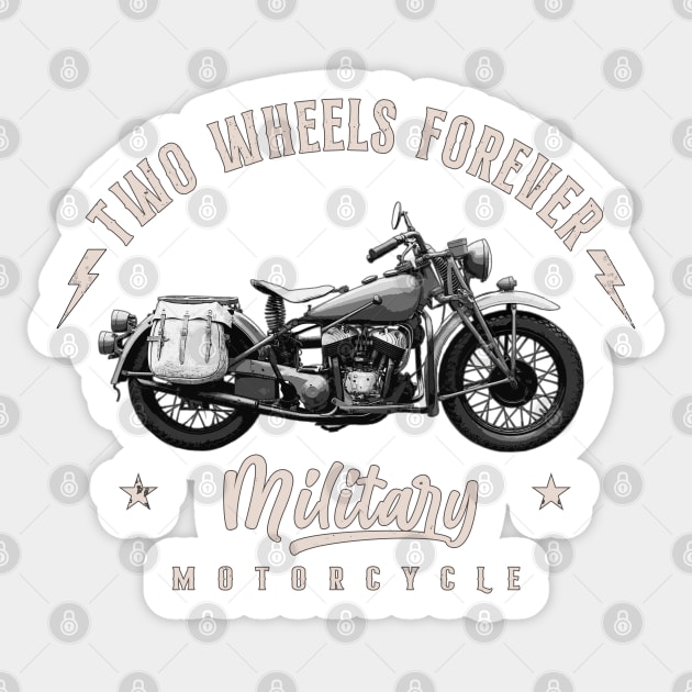 Two Wheels Forever Military Sticker by Jose Luiz Filho